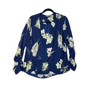 Soho New York & Company Jeans Women‎ Top Large Floral Print Long Sleeve Blouse